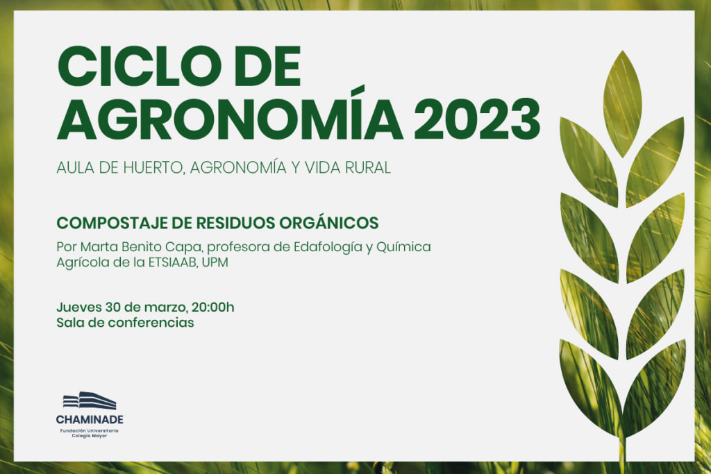Cartel de la conferencia "Compostaje de residuos orgánicos" del Ciclo de Agronomía 2023
