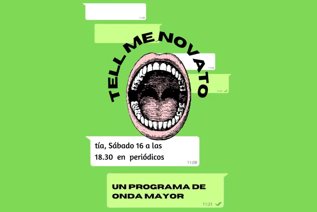 Cartel del programa "Tell Me Novato 2023" del aula de radio Onda Mayor
