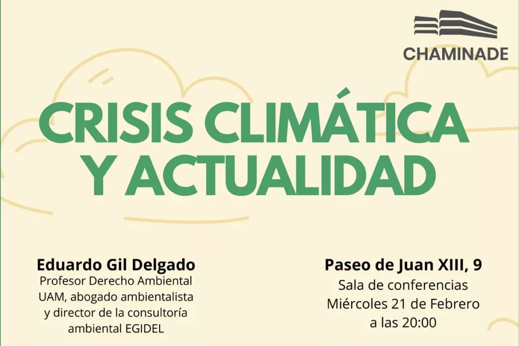 Cartel de la conferencia "Crisis climática y actualidad"